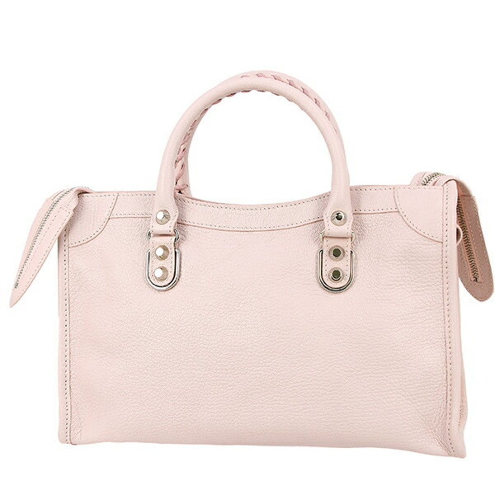 Balenciaga Leather Handbag Rose Metallic City Bag Shoulder Pink Classic Goatskin